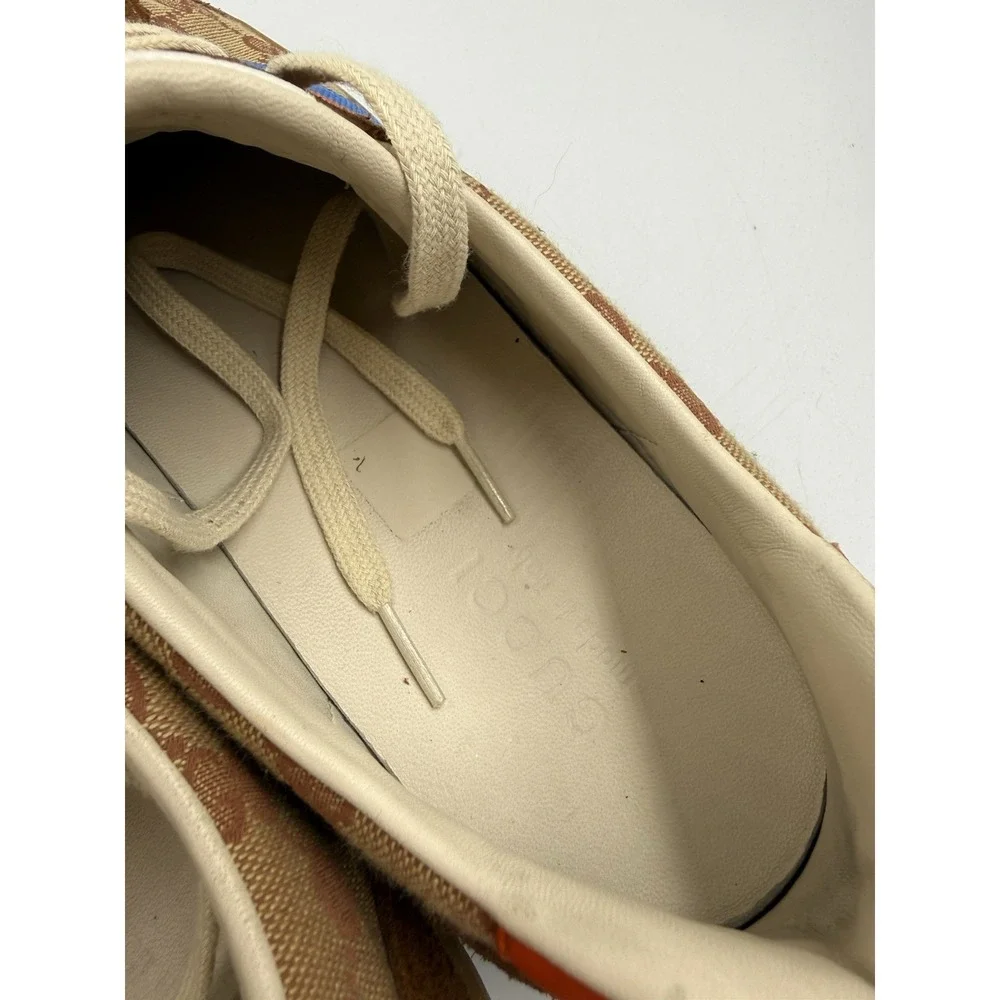 Gucci Screener Men's Sneakers GG Monogram Brown Suede Web Red Blue Size 10 US 11